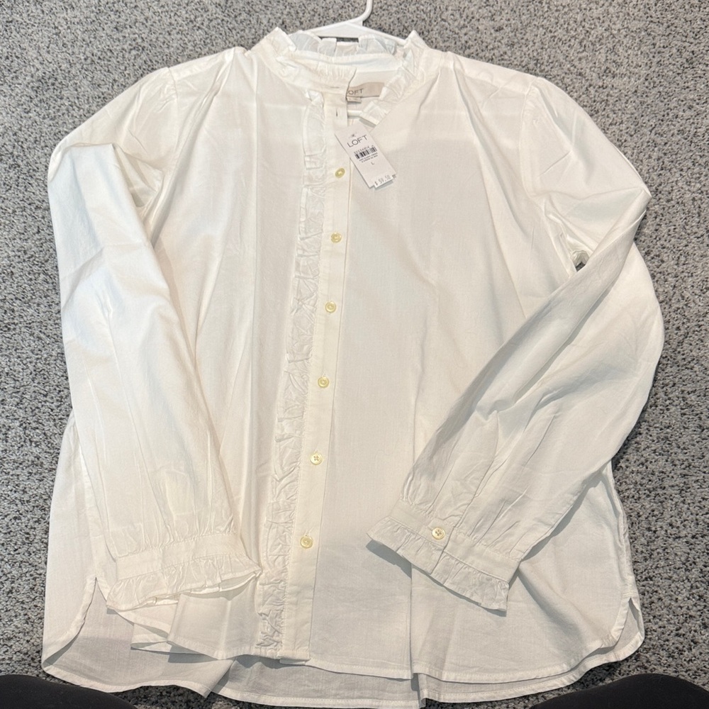 Loft White Button-Up Shirt